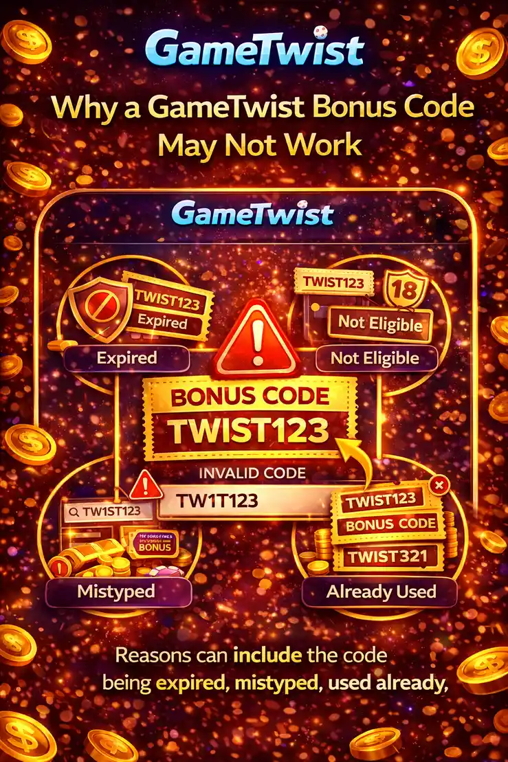 Gyakori Game Twist bónusz kód hibák az aktiválási időzítéssel, érvénytelen megadással vagy jutalom korlátozásokkal kapcsolatban